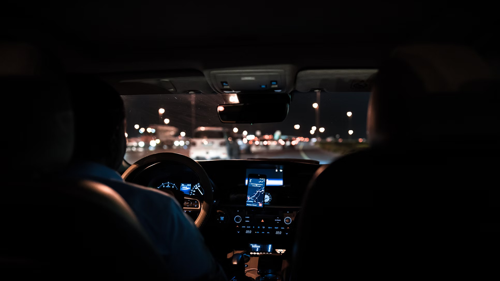 taxi driver at night